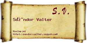 Sándor Valter névjegykártya